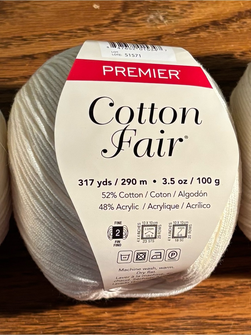 Premier Cotton Fair Yarn - Cream Set of 3